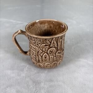 Studio Art Pottery Coffee Mug COFFEE Brown Speckled 1985 Benefits Charity